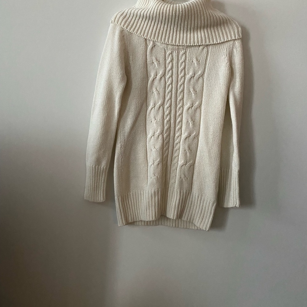 Cream Cowl Neck Cable Knit Sweater